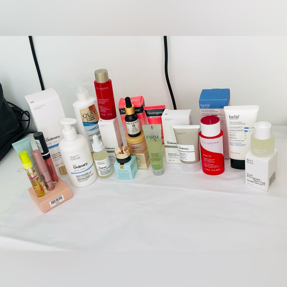 THE ORDINARY 18 PIECE BUNDLE +FREE LANCÔME COSMETIC BAG 🩵💚❤️